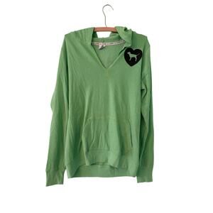 Victoria's Secret Pink Women Large Green Long Sleeve Pullover Hooded Sweatshirt